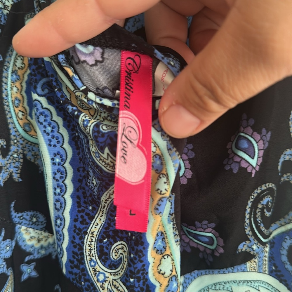 EUC Christina Love Blue Paisley Halter Dress - Picture 6 of 6